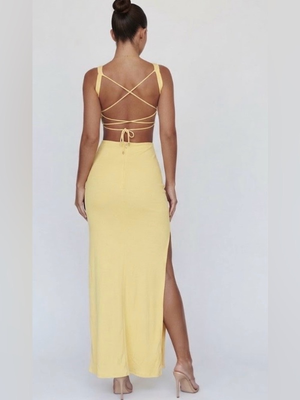 NWT Selfie Leslie yellow cowl neck maxi dress Medium